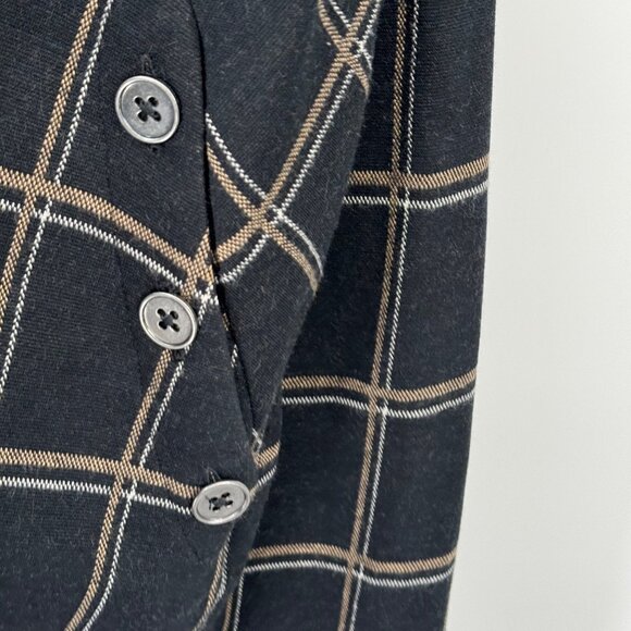 J. Jill Black Tan Plaid Ponte Dress Short Sleeve size Large Womens - Picture 8 of 13